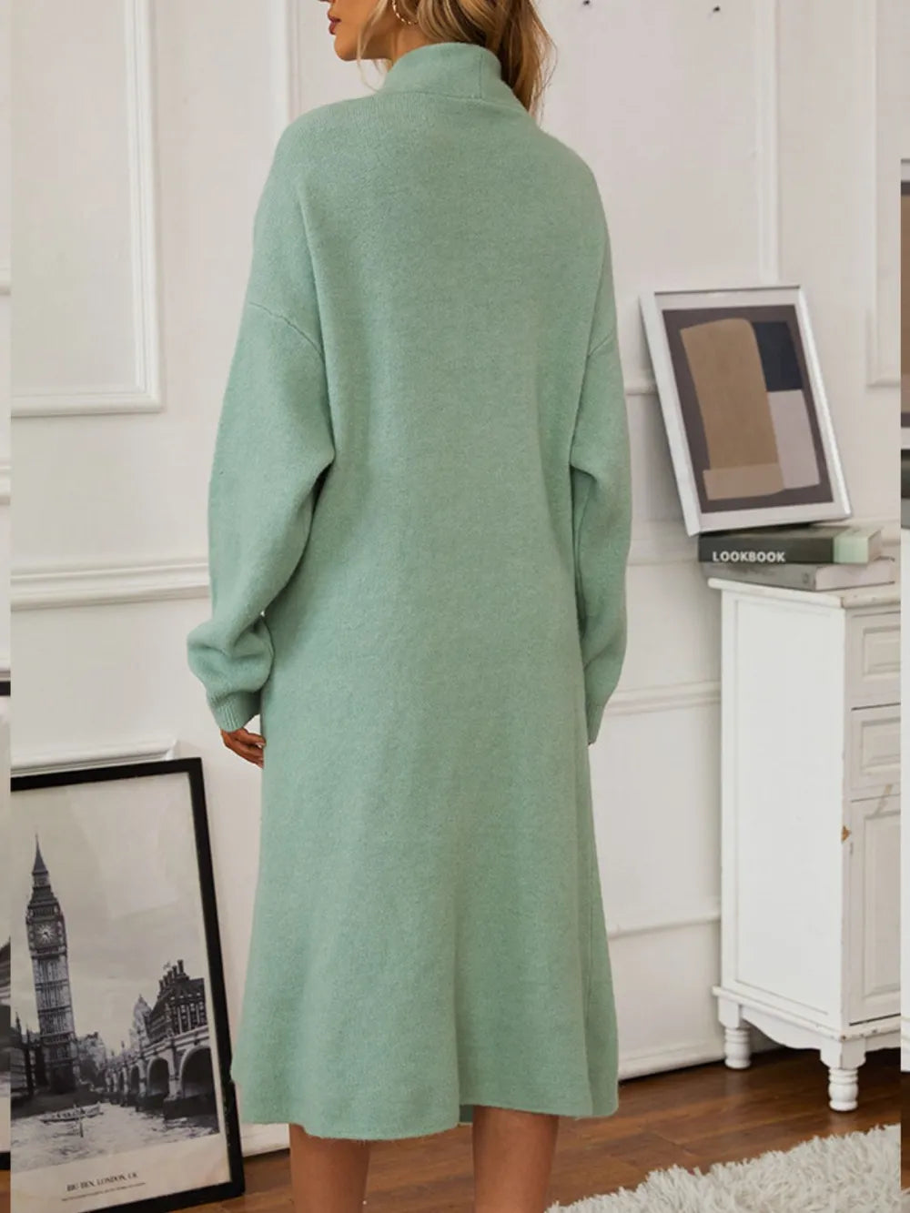 V-Neck Cami Dress and Open Front Cardigan Sweater Set - alternate view 6
