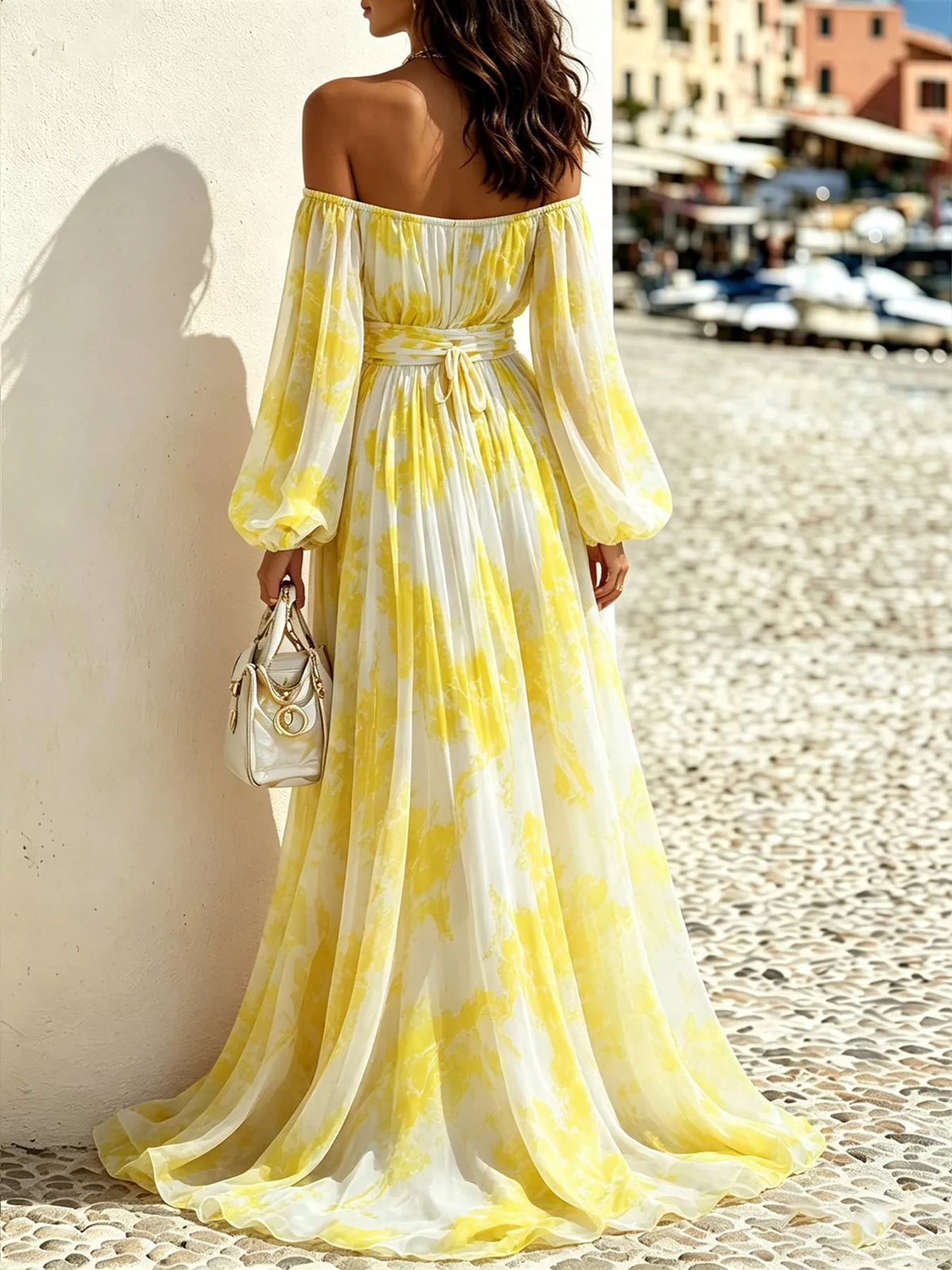 Off-Shoulder Balloon Sleeves Maxi Dress - alternate view 6