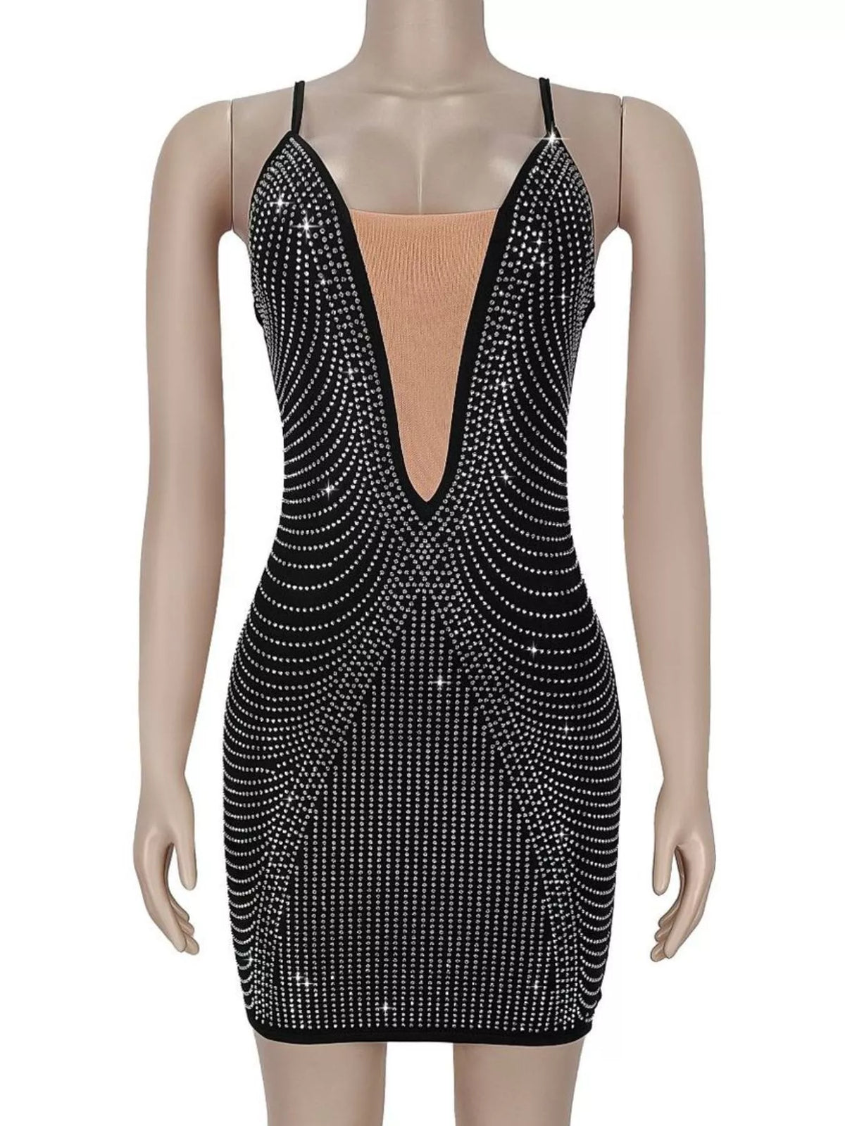 Rhinestone Spaghetti Strap Mini Dress - alternate view 5