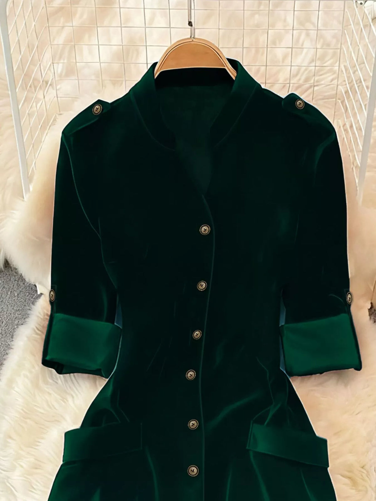 Velvet Button-Down Midi Dress - alternate view 10