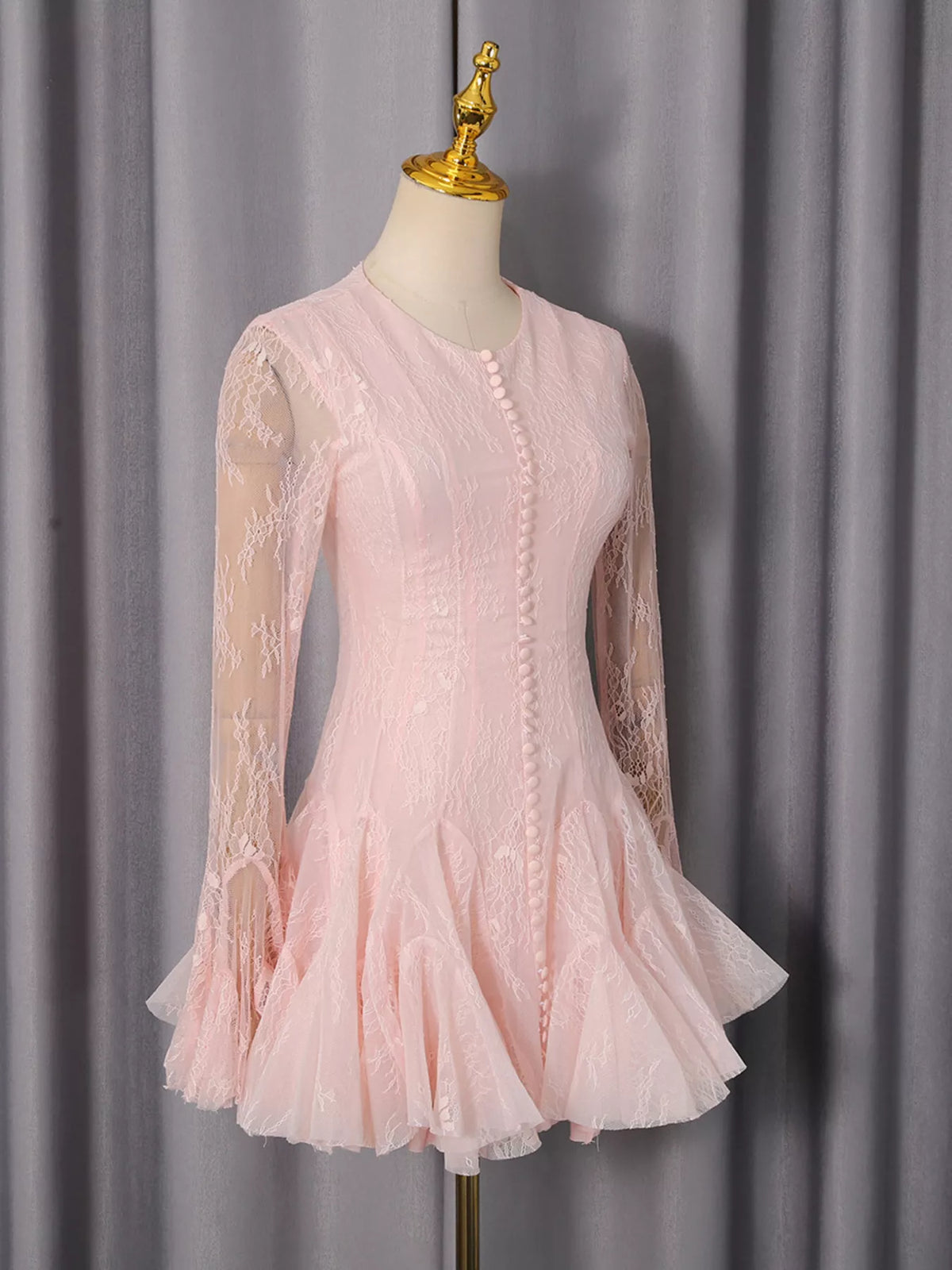 Lace Flare Sleeve Mini Dress - alternate view 3