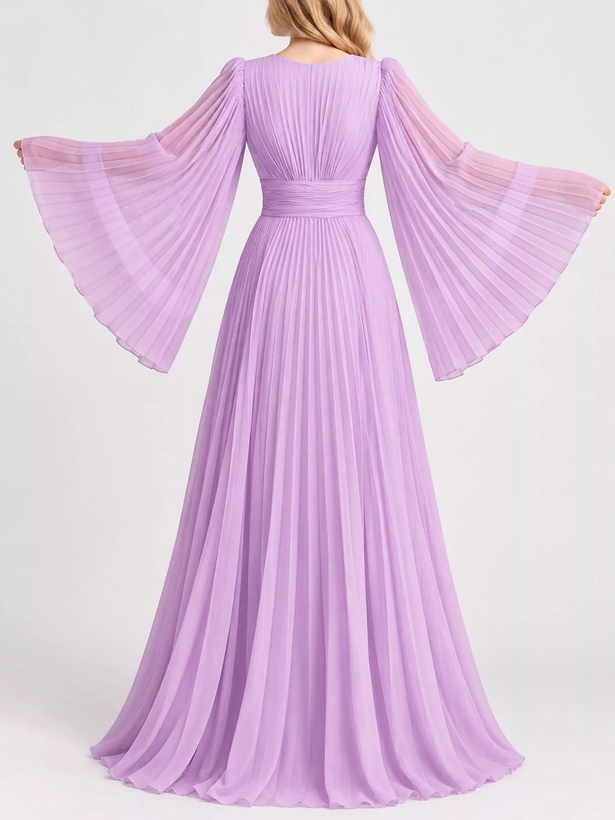 V-Neck Pleated Maxi Dress - alternate view 5
