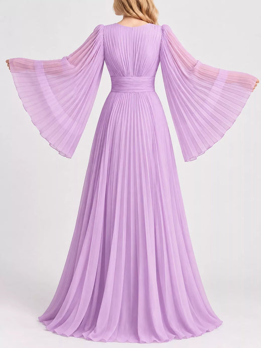 V-Neck Pleated Maxi Dress - alternate view 5