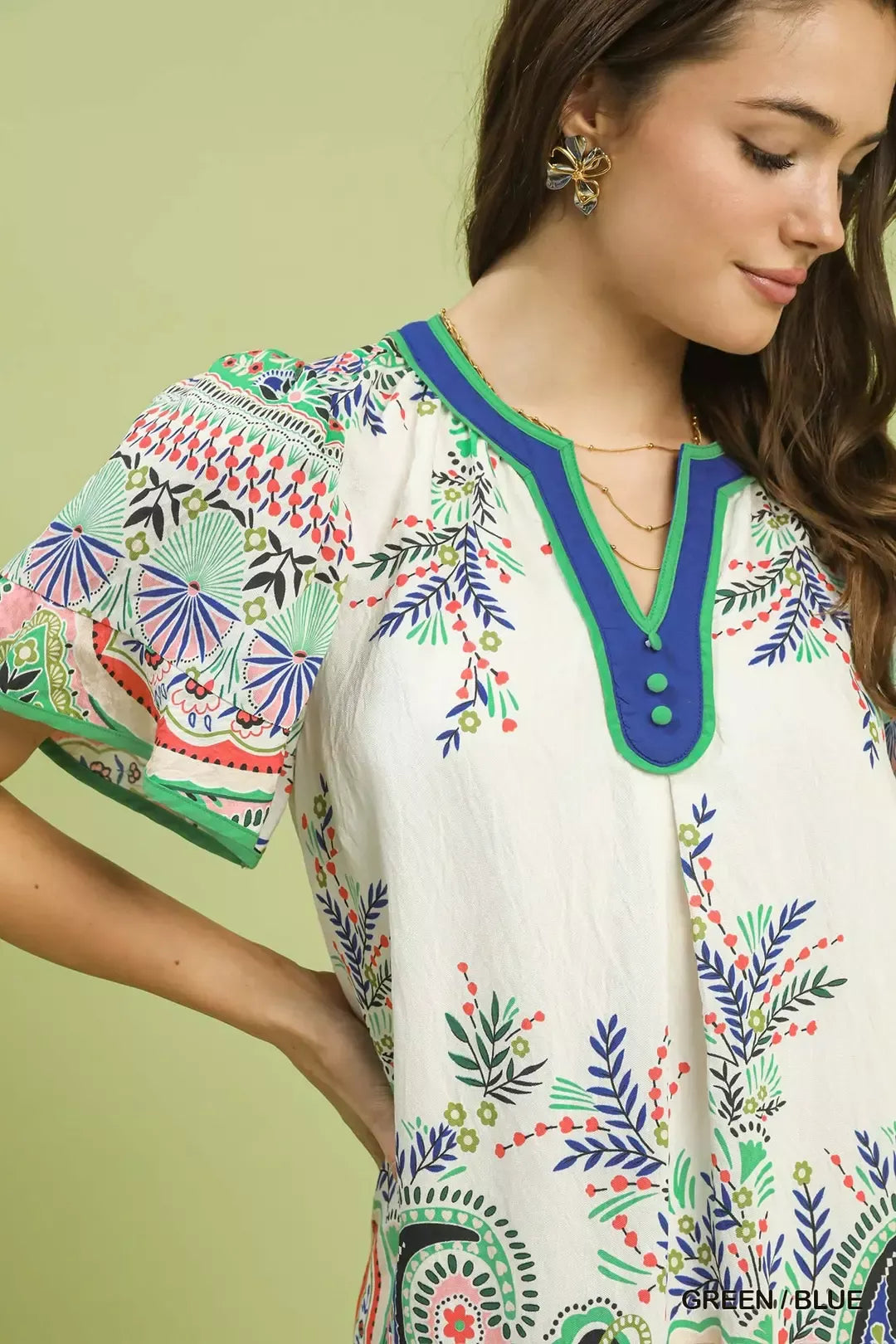 Paisley Flutter Sleeve Mini Dress - alternate view 4