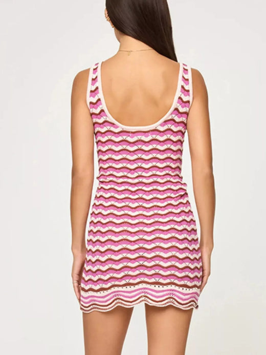 Openwork Chevron Knit Tank Dress - alternate view 5