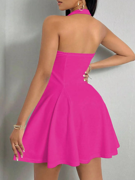 Halter Neck Sleeveless A-Line Mini Dress - alternate view 5