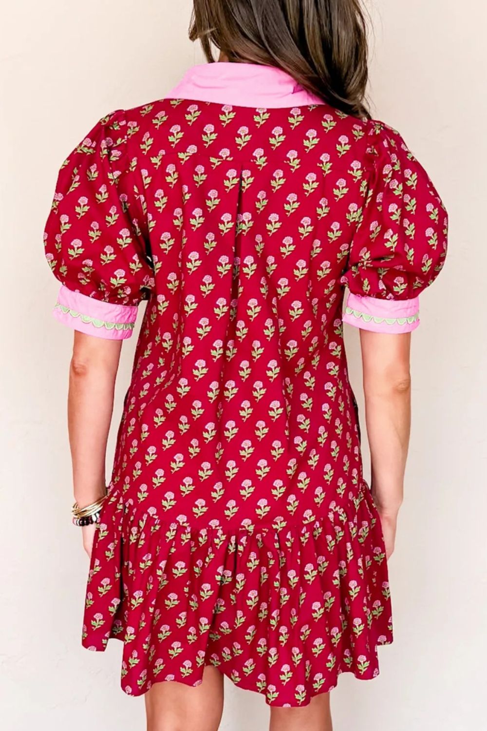 Floral Print Ruffle Hem Mini Dress - alternate view 5