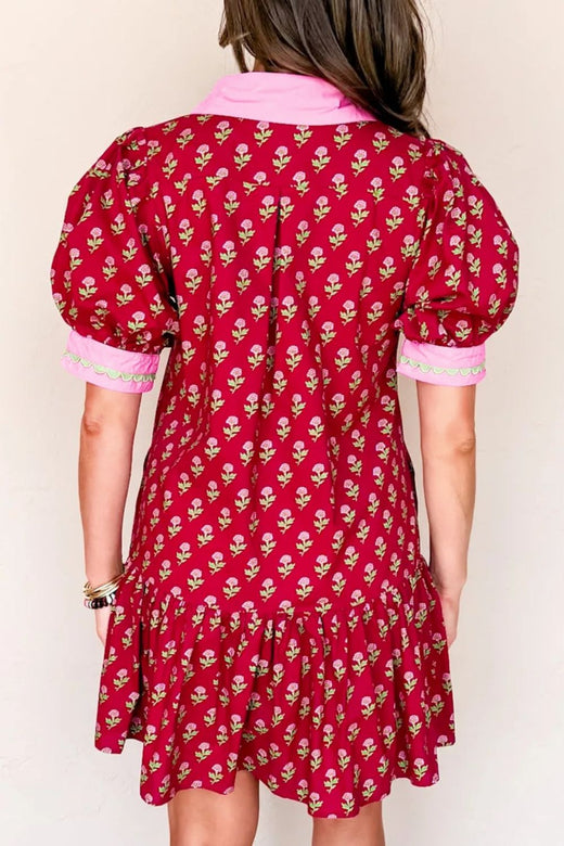 Floral Print Ruffle Hem Mini Dress - alternate view 5