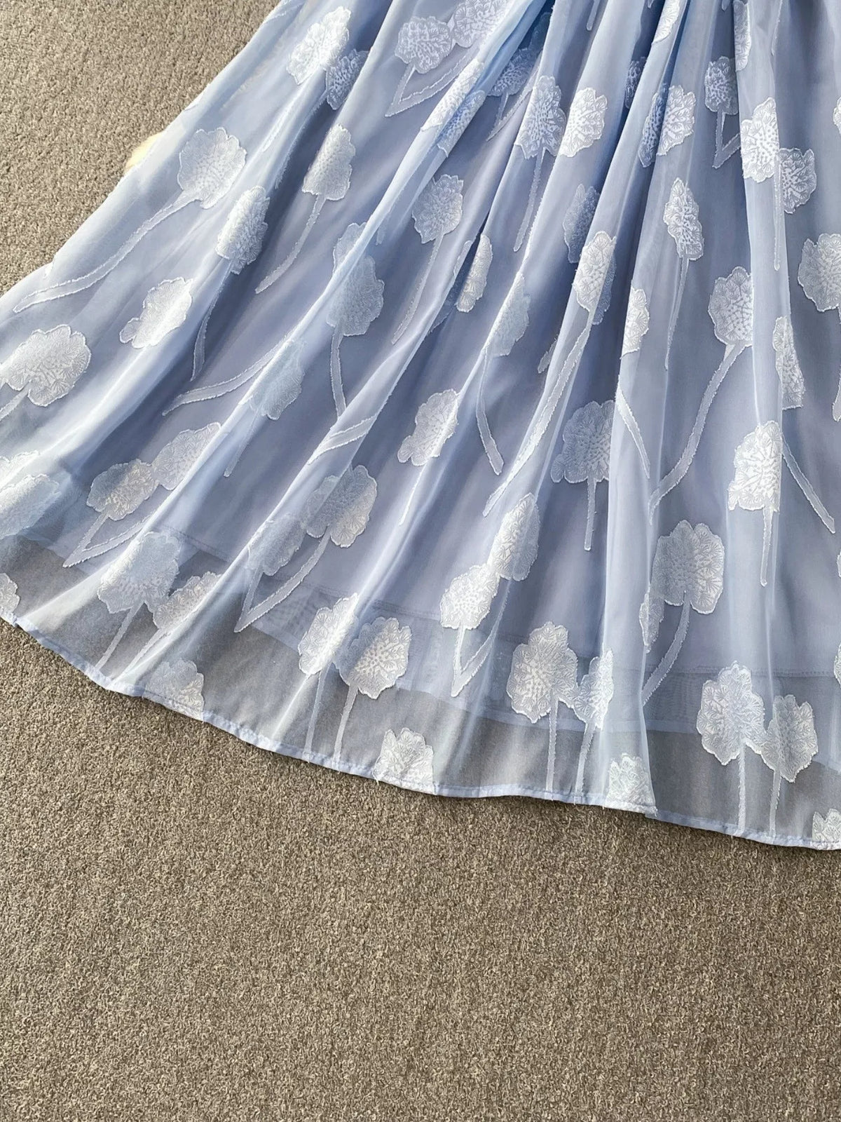 Button Front Puff Sleeve Chiffon Dress - alternate view 19
