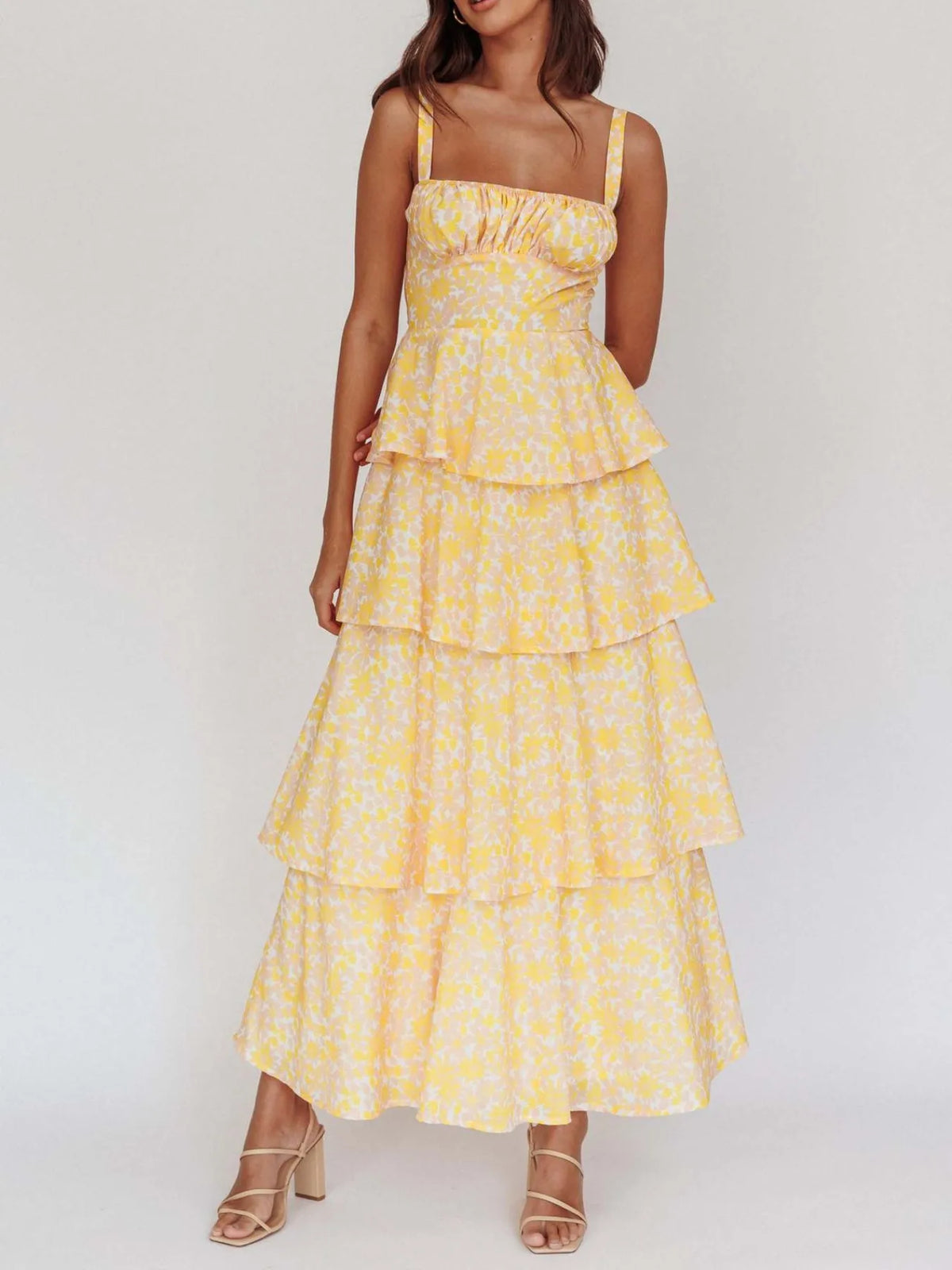 Floral Layered Ruffle Maxi Dress - alternate view 6