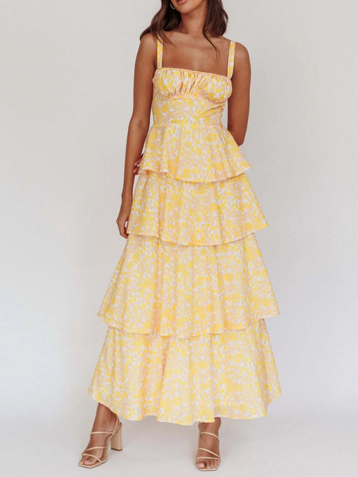 Floral Layered Ruffle Maxi Dress - alternate view 6
