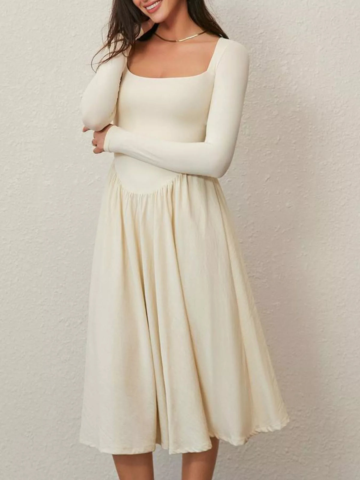 Square Neck Long Sleeve Midi Dress - alternate view 8
