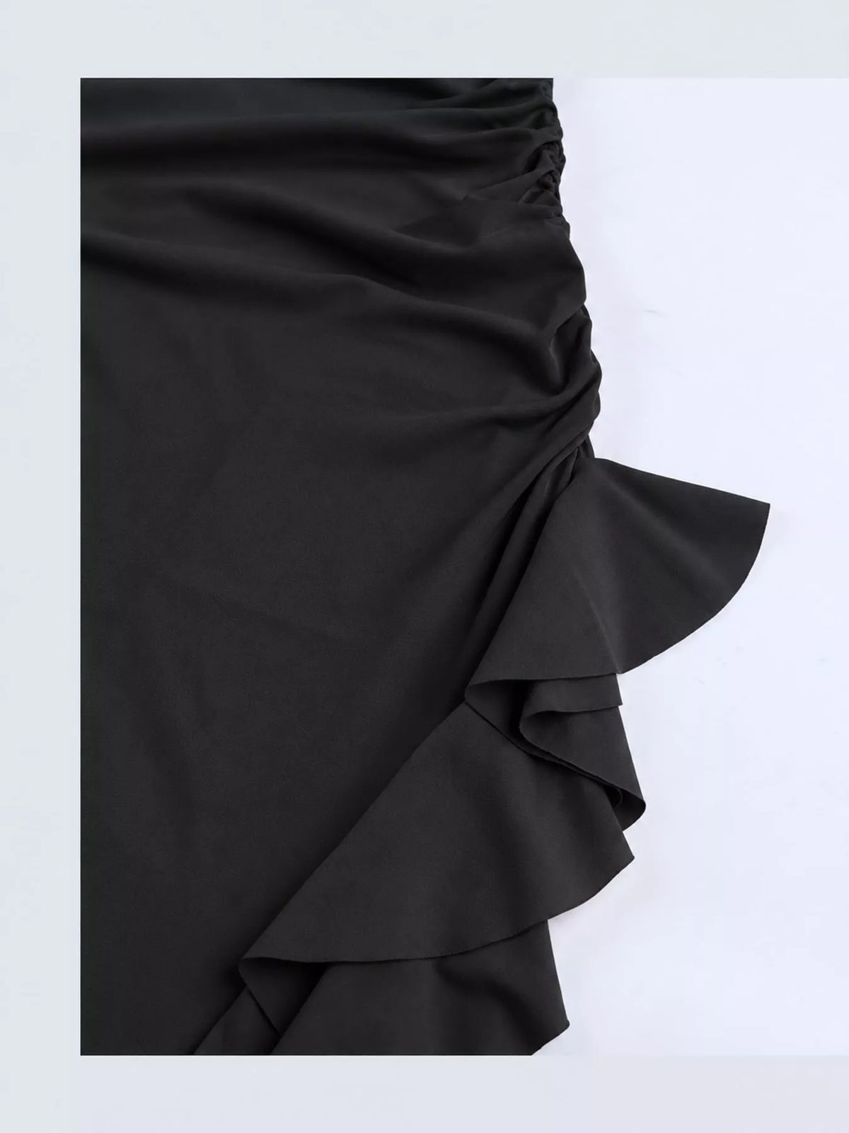 One-Shoulder Ruched Ruffle Hem Maxi Dress - alternate view 12