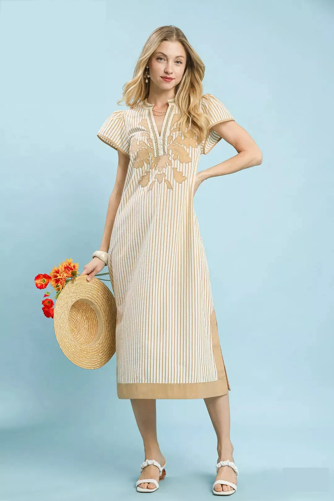 Stripe Midi Dress with Lace Trim - alternate view 4