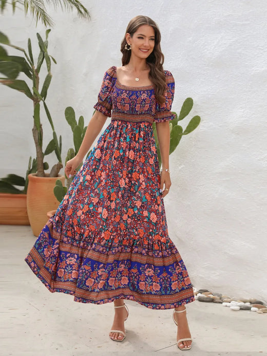 Floral Flounce Sleeve Midi Dress - alternate view 3