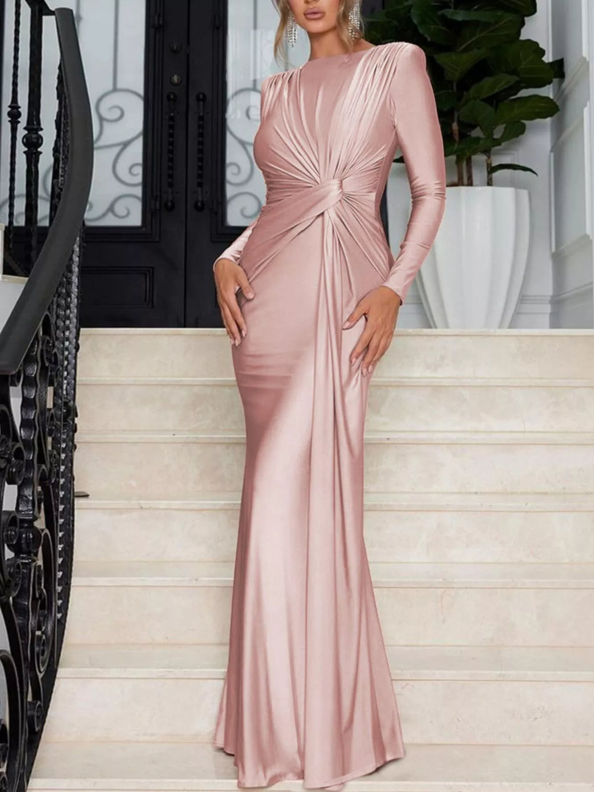 Twisted Long Sleeve Maxi Dress - alternate view 2