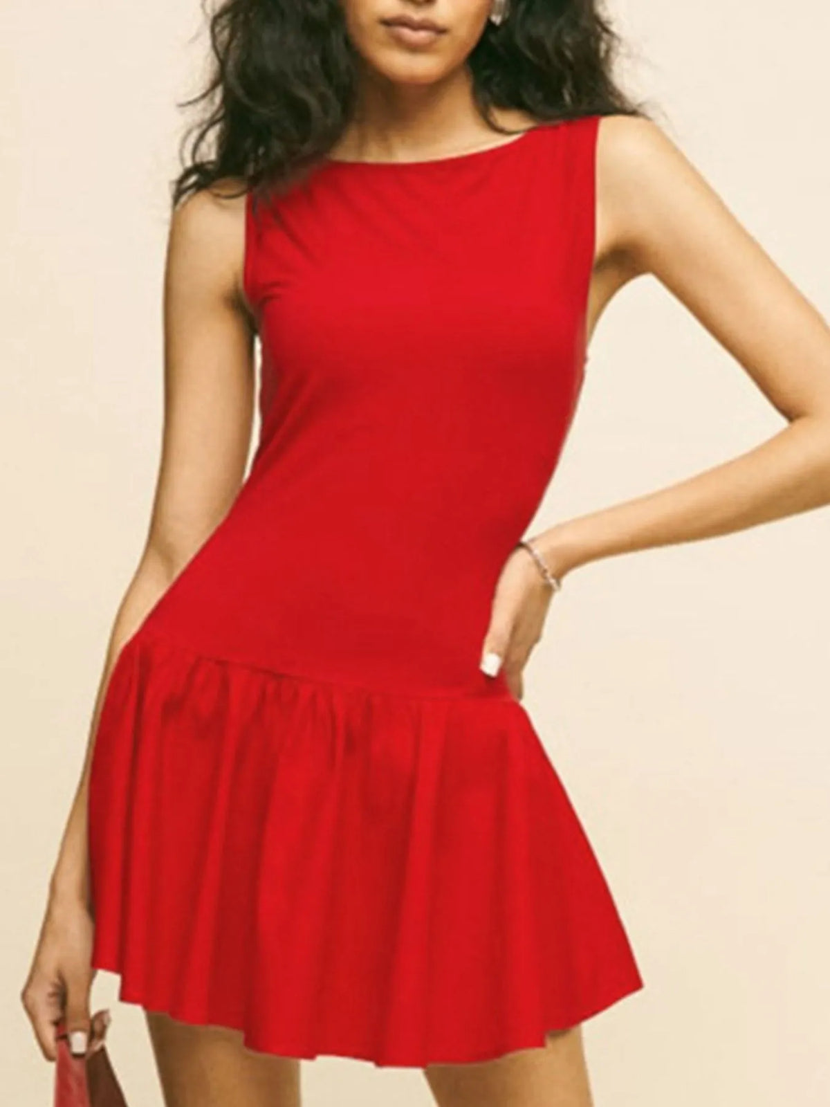 Sleeveless Ruched Mini Tank Dress - alternate view 3
