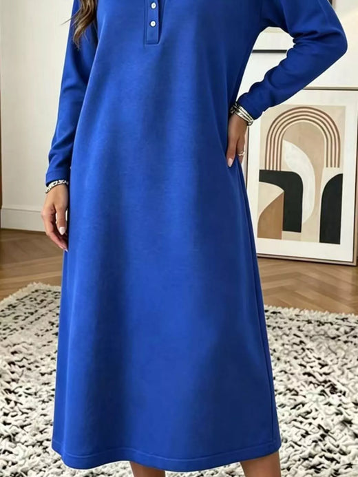 Polo Collar Long Sleeve Midi Dress - alternate view 6