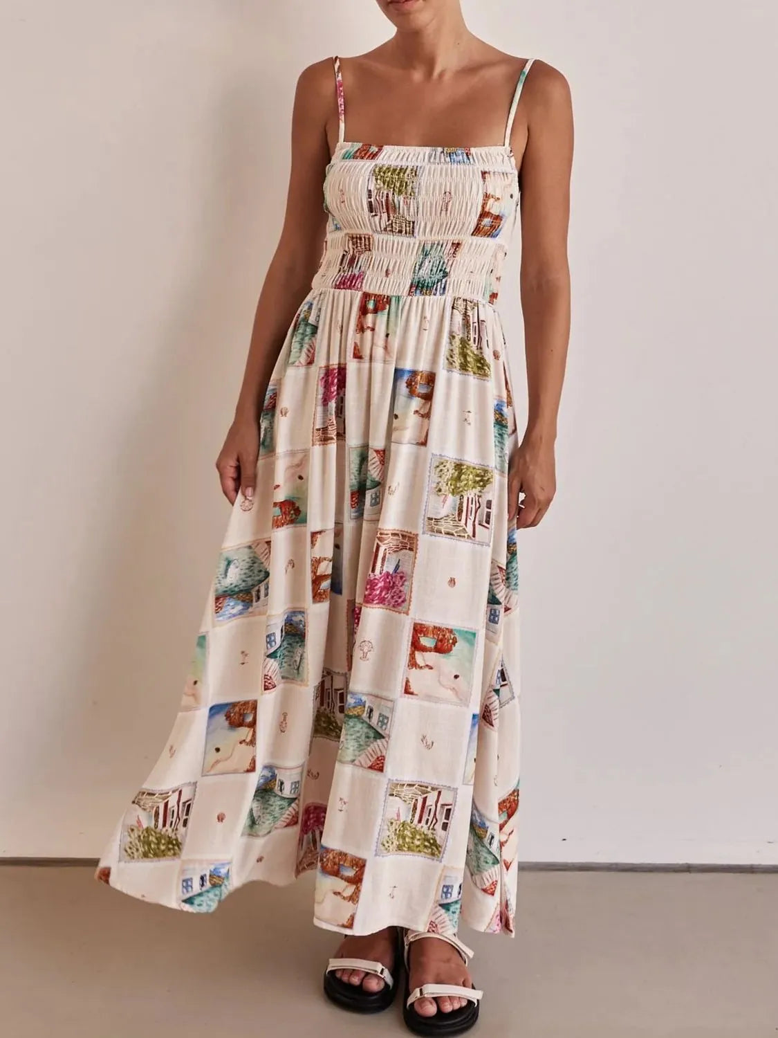 Smocked Square Neck Cami Dress