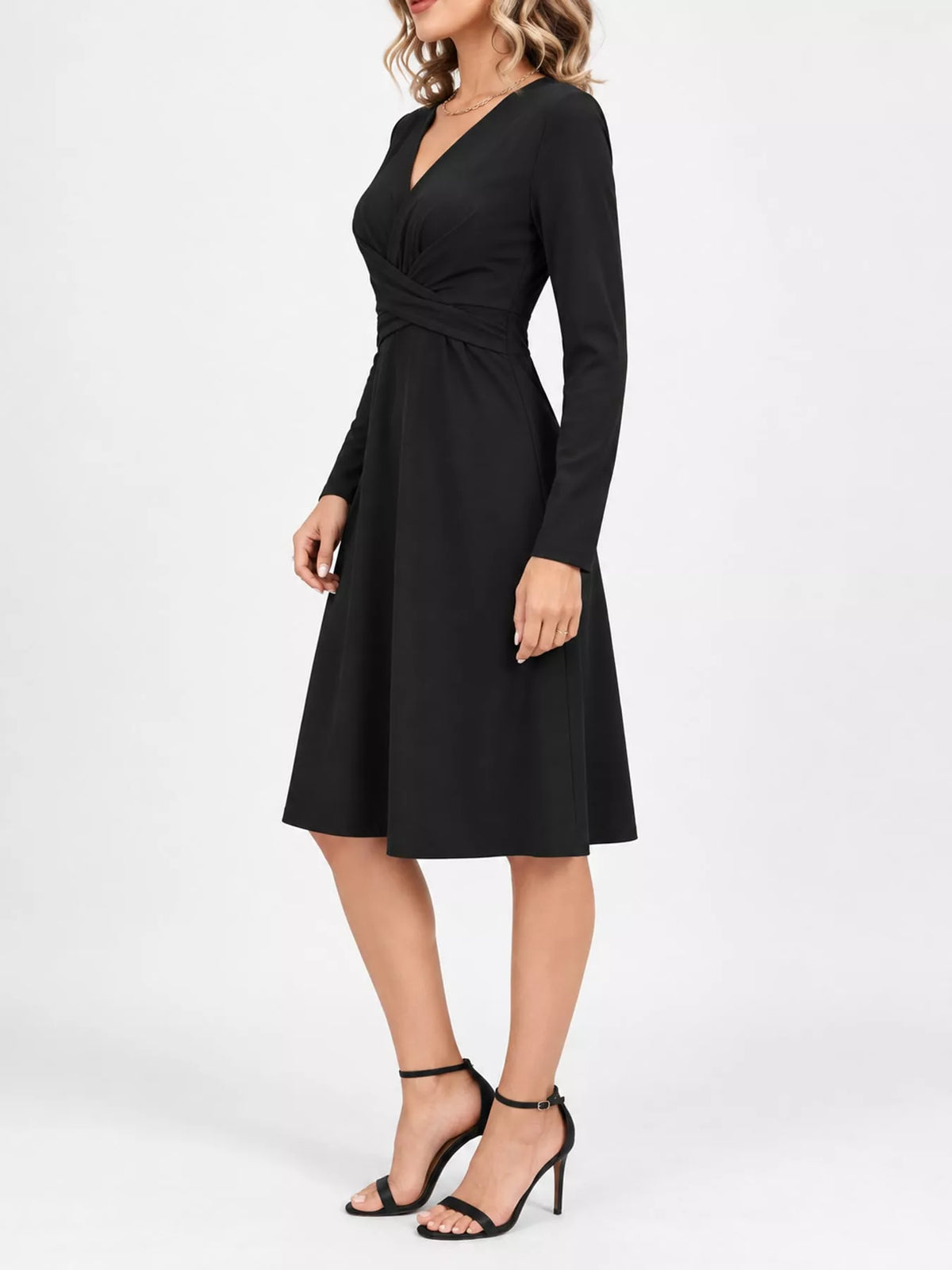 Full Size Ruched Front Midi Dress Plus Size - alternate view 5