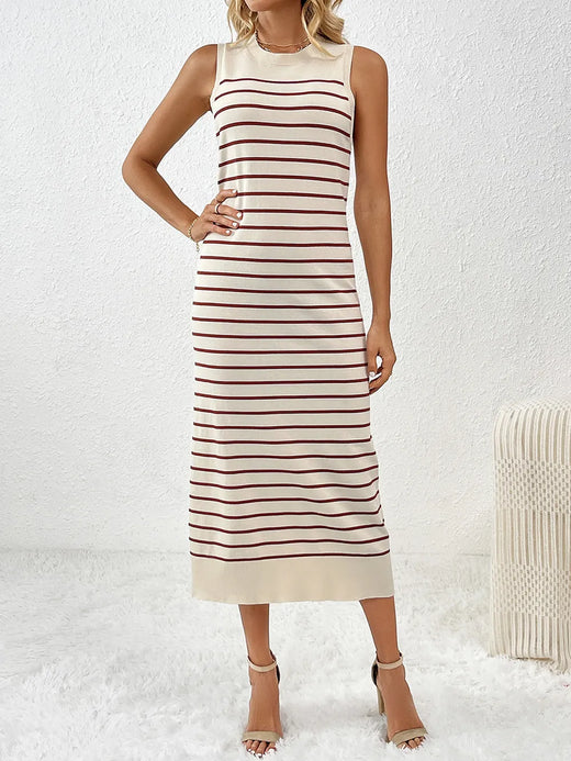 Round Neck Sleeve Midi Knit Dress - alternate view 4