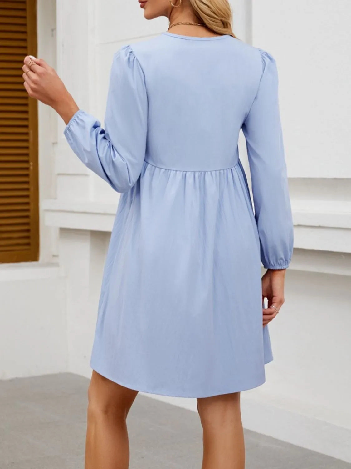 Tie Front Long Sleeve Mini Dress - alternate view 6