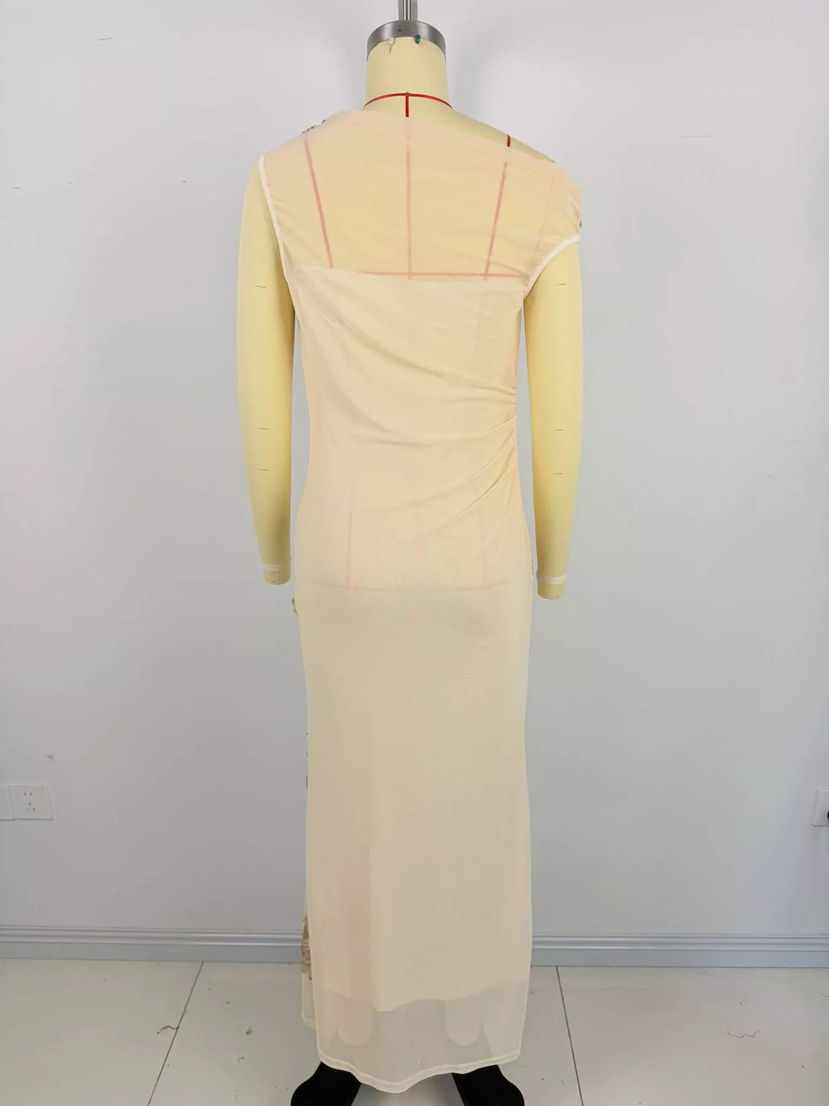 One-Shoulder Floral Embroidered Maxi Dress - alternate view 3