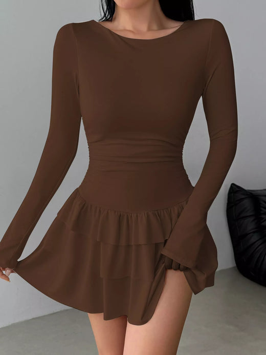 Layered Ruffle Long Sleeve Mini Dress - alternate view 6
