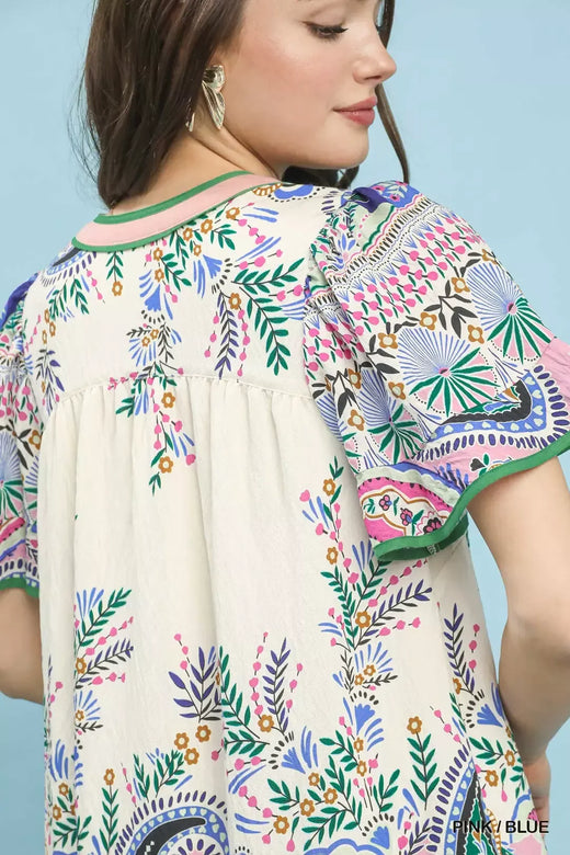 Paisley Flutter Sleeve Mini Dress - alternate view 4