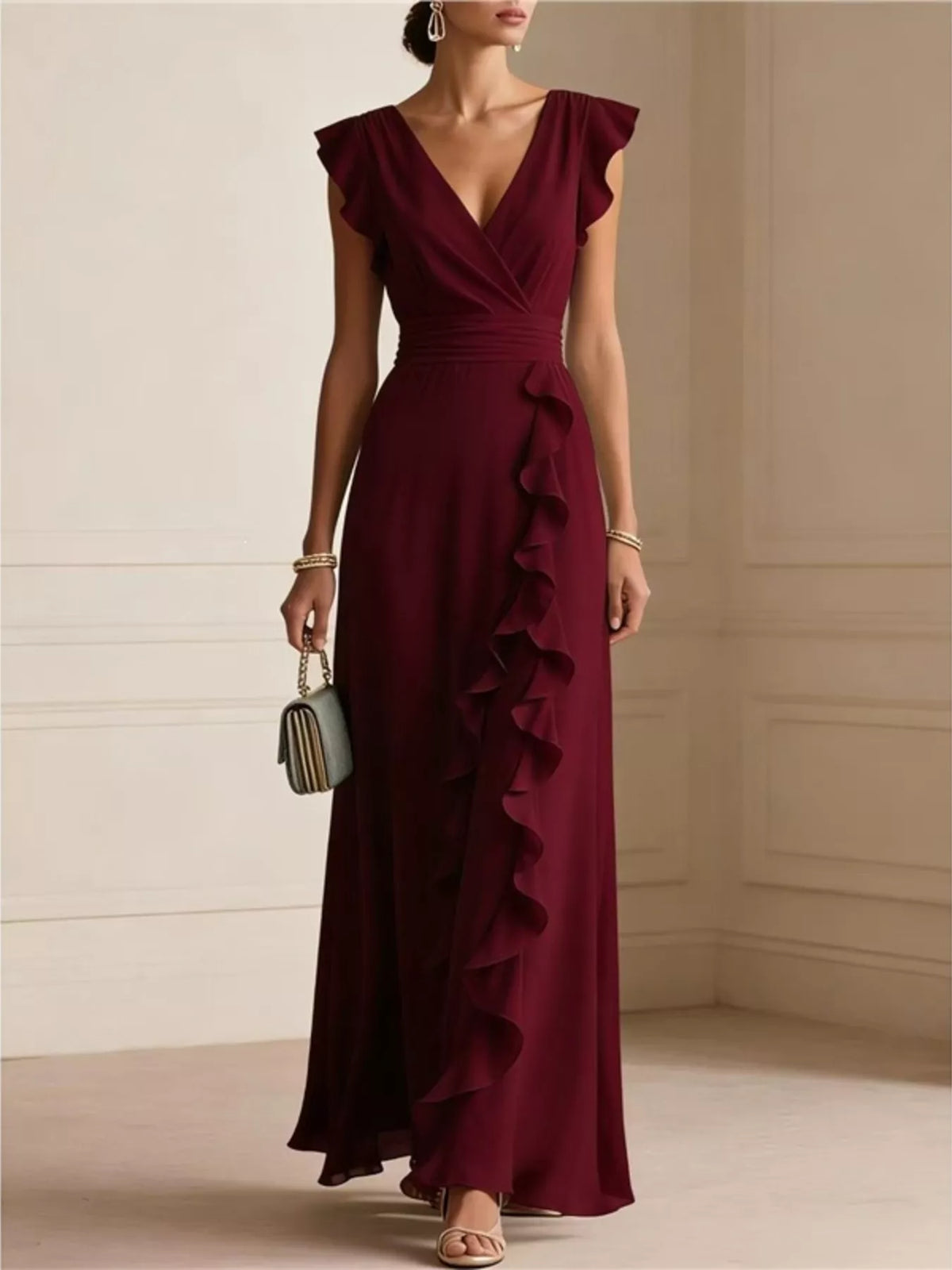 Ruffled Surplice Maxi Dress - alternate view 15