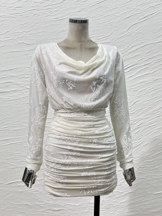 Ruched Long Sleeve Mini Dress - alternate view 3