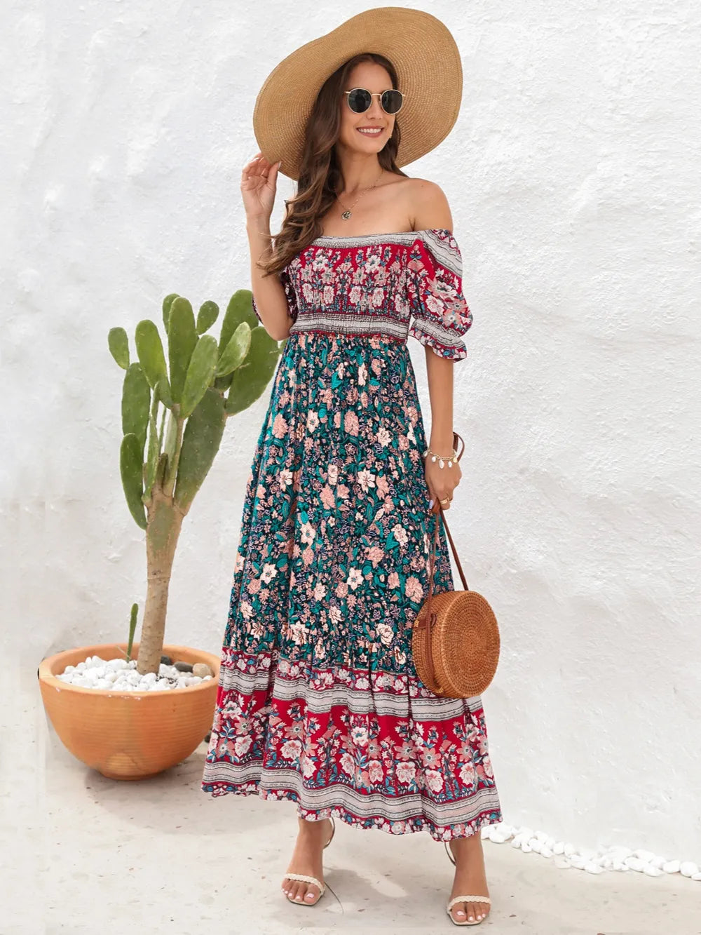 Floral Flounce Sleeve Midi Dress - alternate view 5