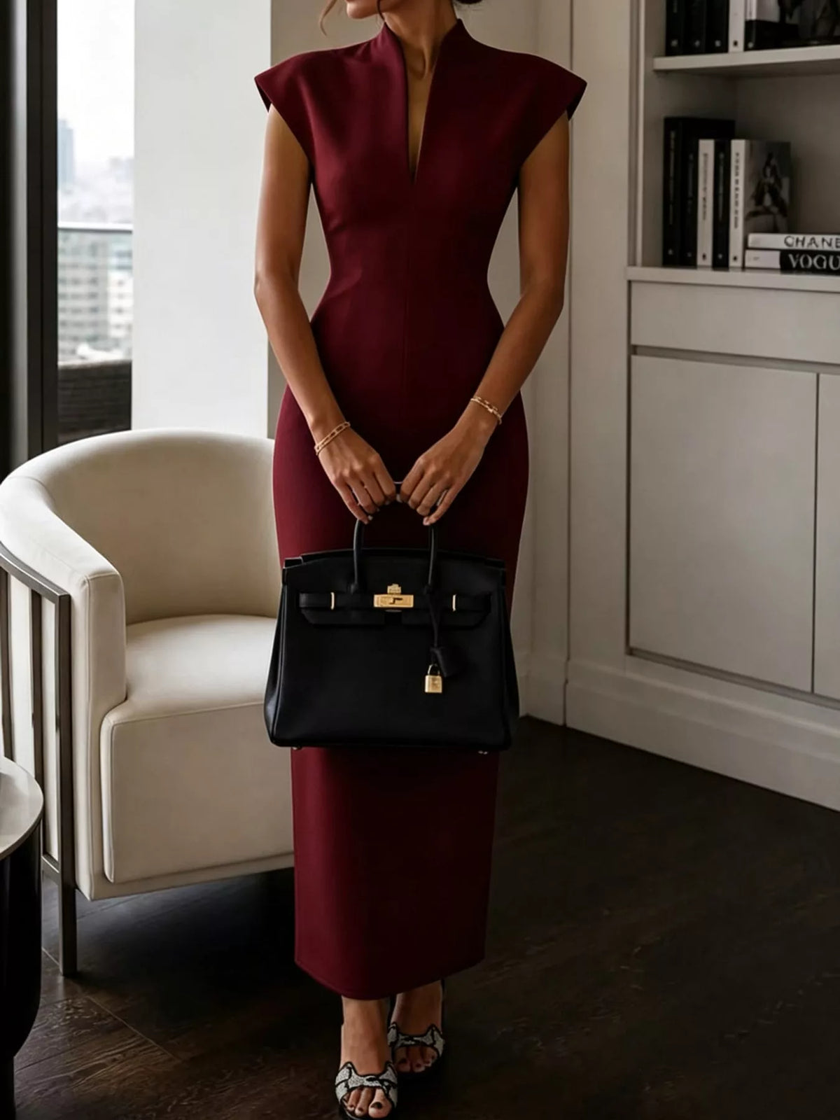 Slit Sleeveless Bodycon Midi Dress - alternate view 22
