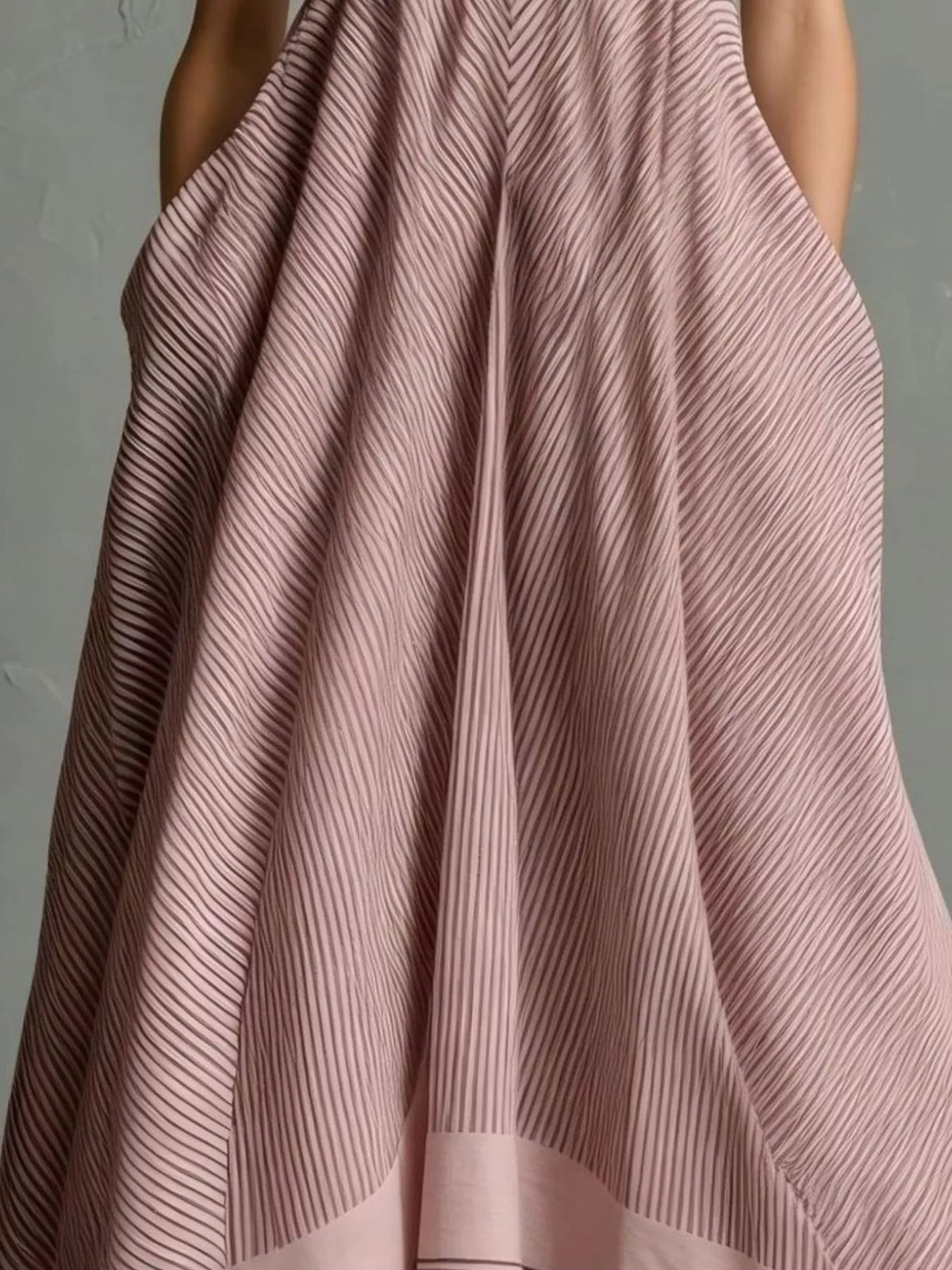 Striped Halter Neck Maxi Dress with Pockets - alternate view 12