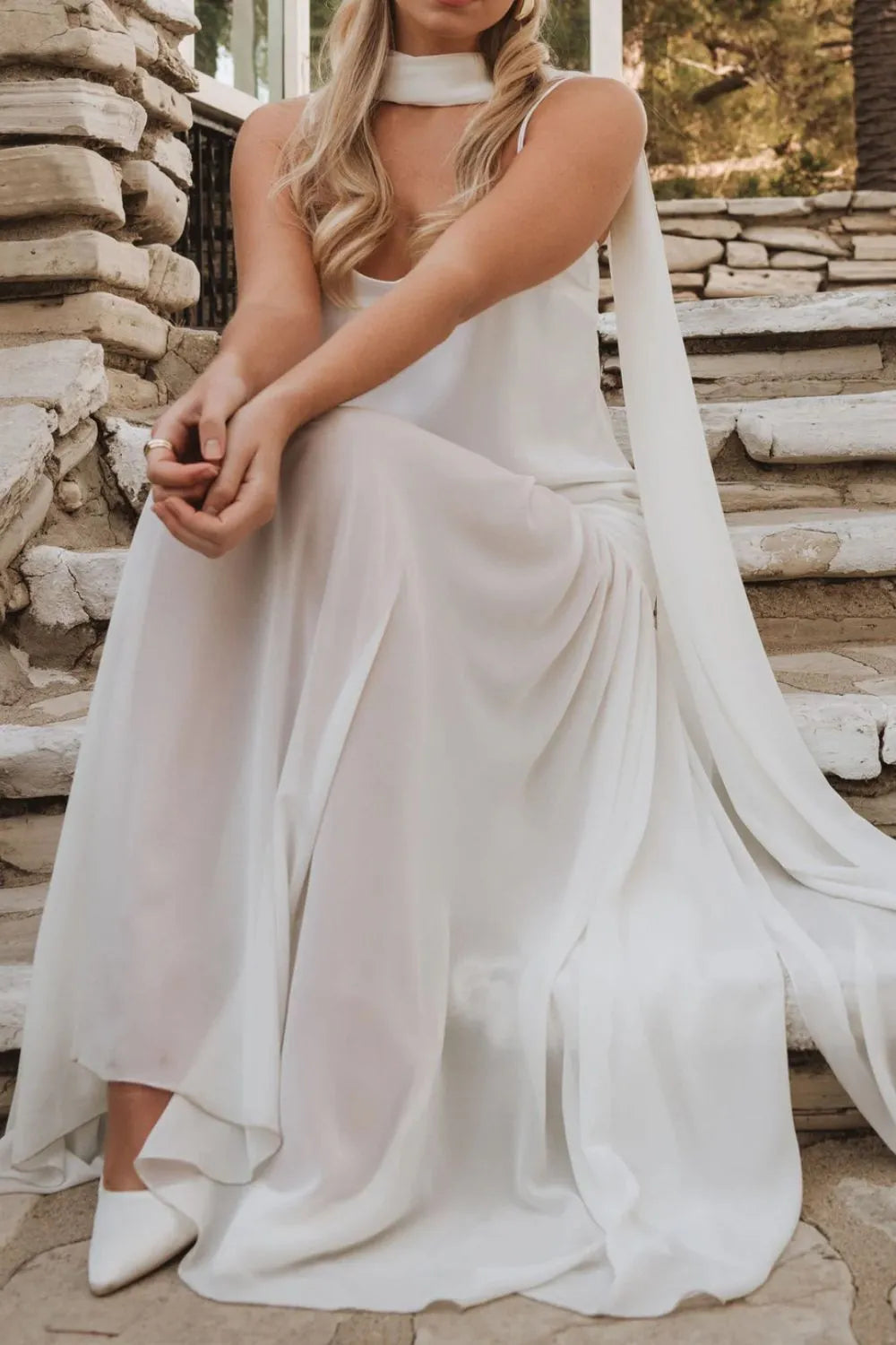 Adjustable Strap Maxi Cami Dress with Scarf - alternate view 18