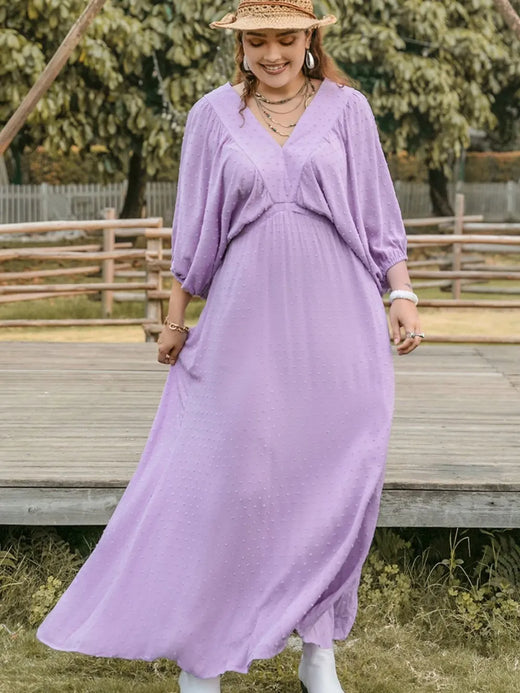 Swiss Dot V-Neck Midi Dress - alternate view 5