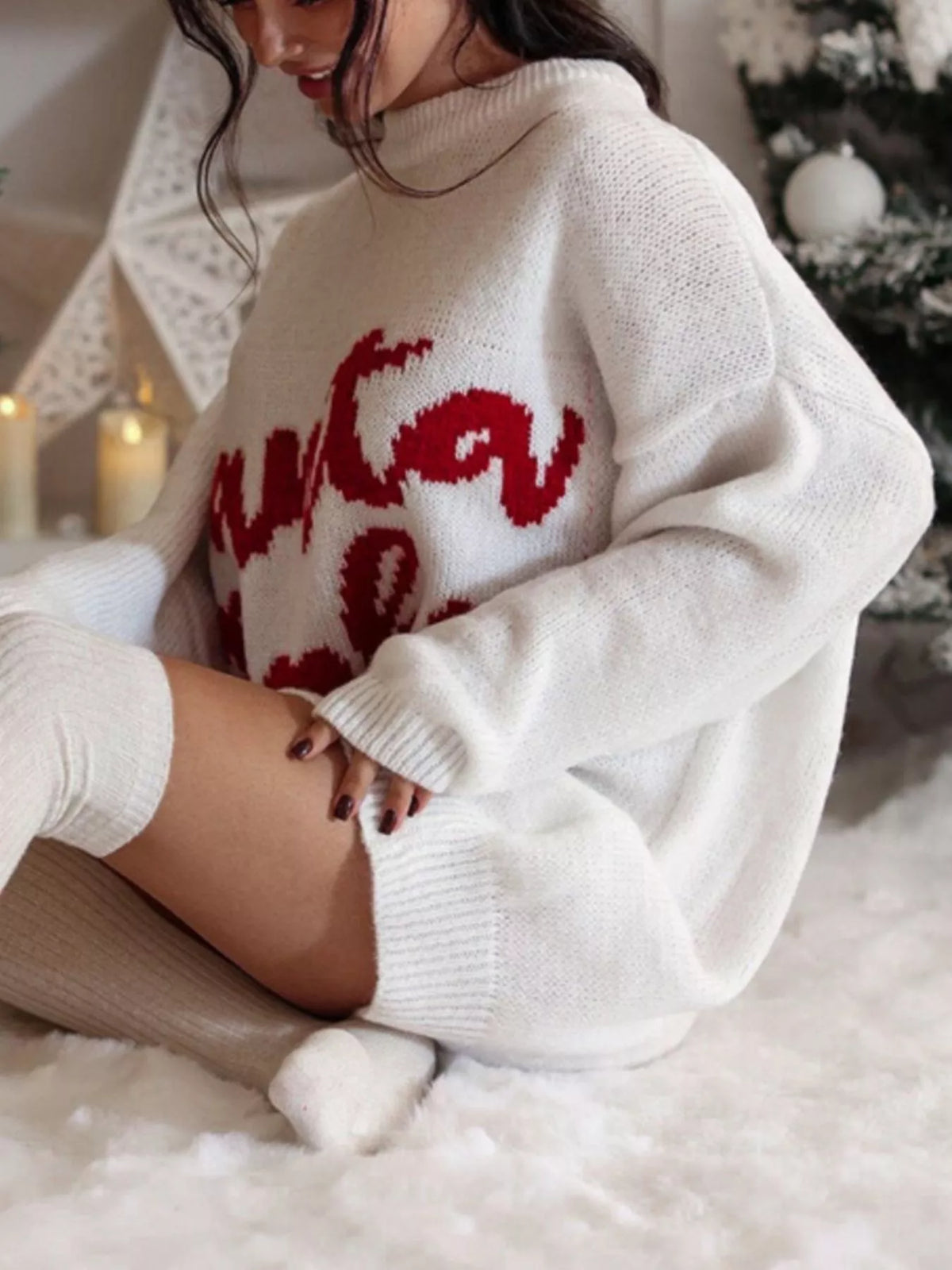 Christmas Letter Oversized Sweater Dress - alternate view 3