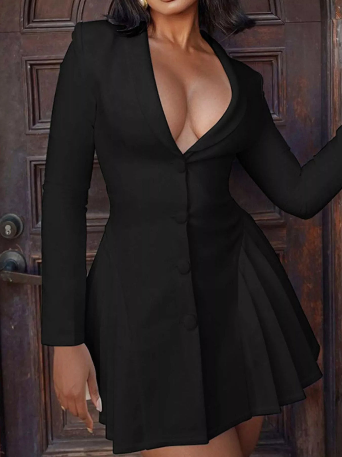 Button Down Blazer Pleated Mini Dress - alternate view 8