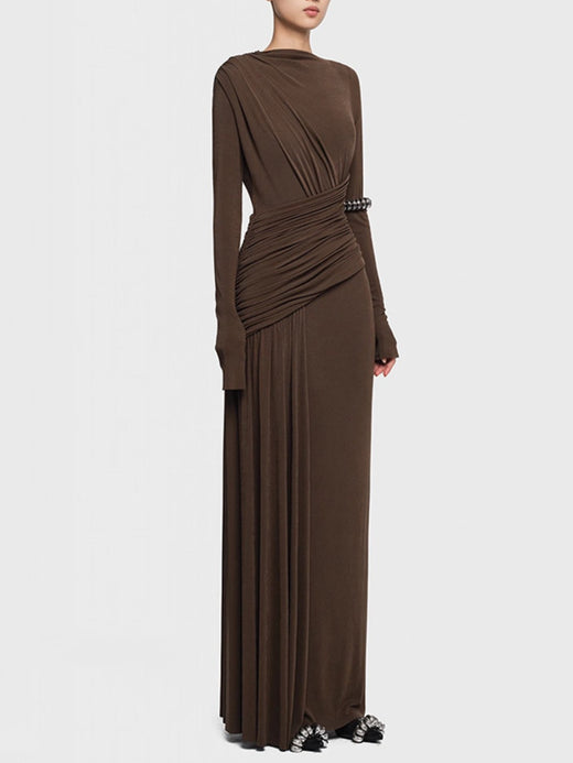 Ruched Long Sleeve Maxi Dress - alternate view 3