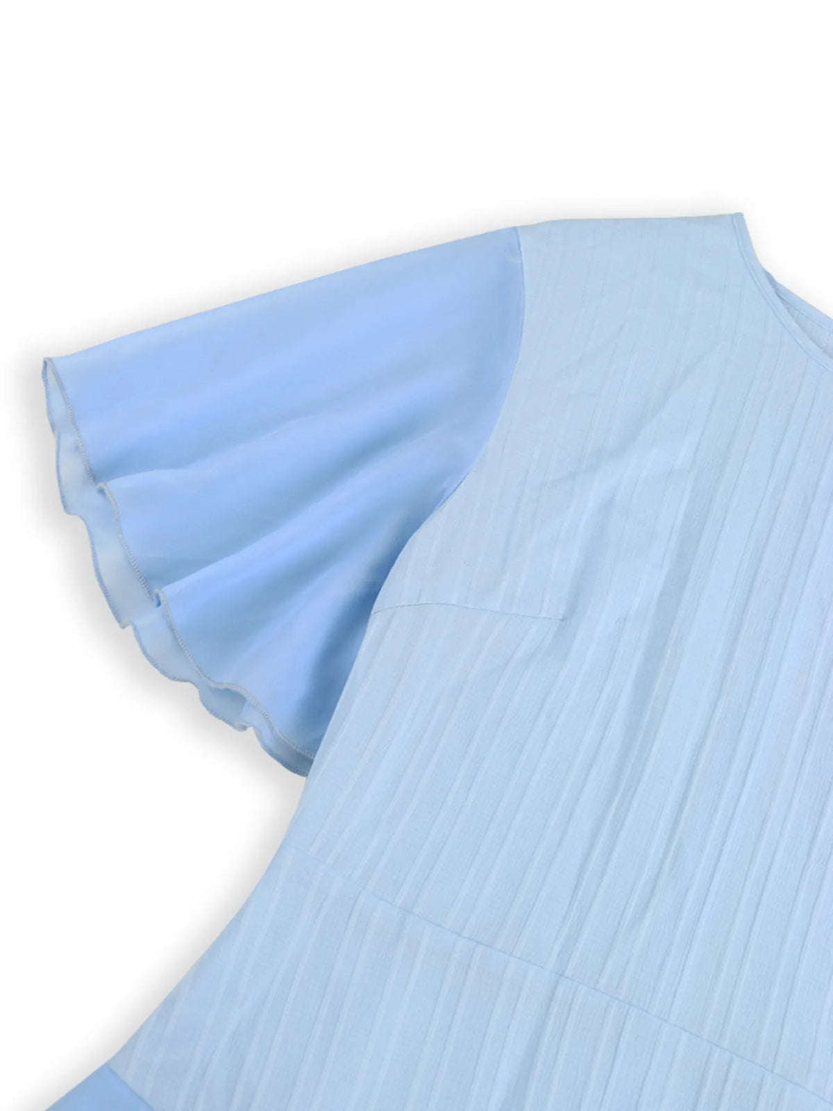 Ruffled Round Neck Flutter Sleeve Dress - alternate view 11