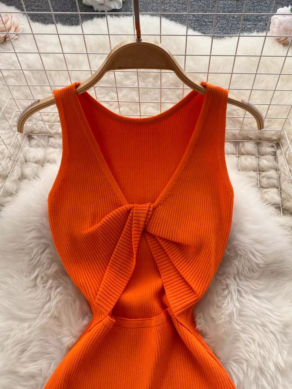 Knot Back Sleeveless Knit Bodycon Midi Dres - alternate view 11