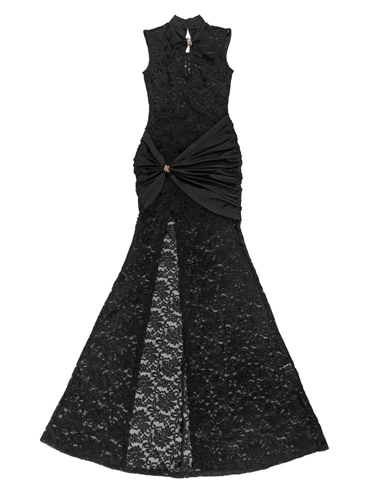 Lace Keyhole High-Slit Maxi Dress - alternate view 5