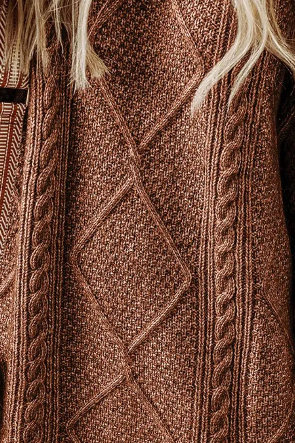 Cable-Knit Round Neck Sweater Dress - alternate view 9
