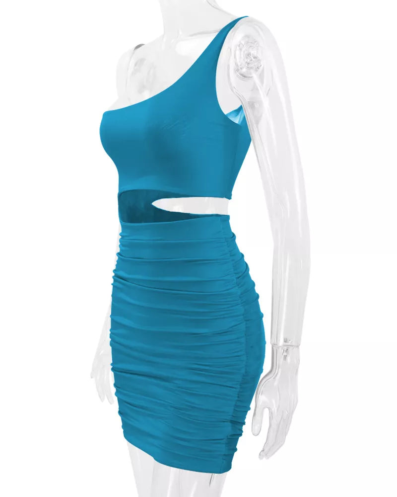 One-Shoulder Cutout Ruched Bodycon Mini Dress - alternate view 75