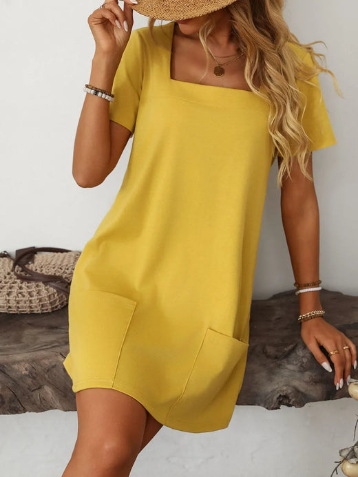 Mandy Square Neck Short Sleeve Mini Dress - alternate view 2
