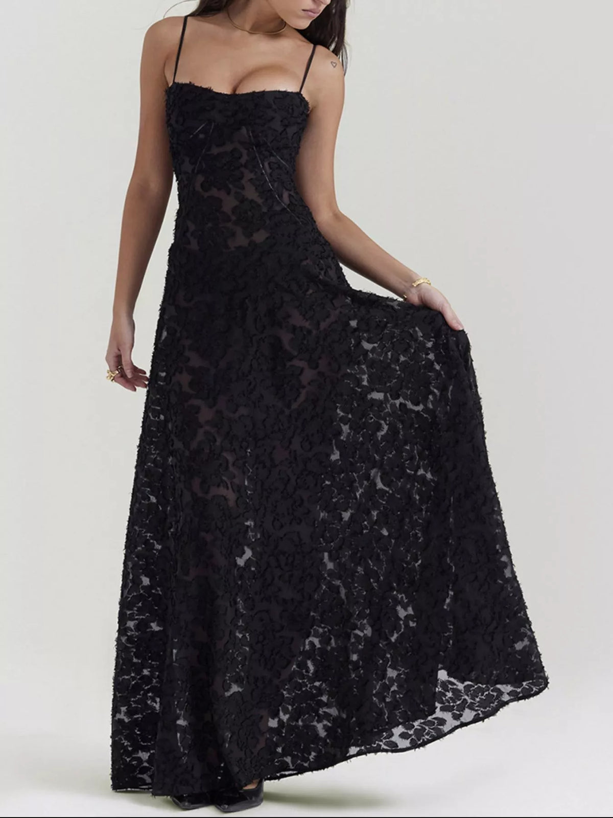 Lace Spaghetti Strap Maxi Dress - alternate view 2