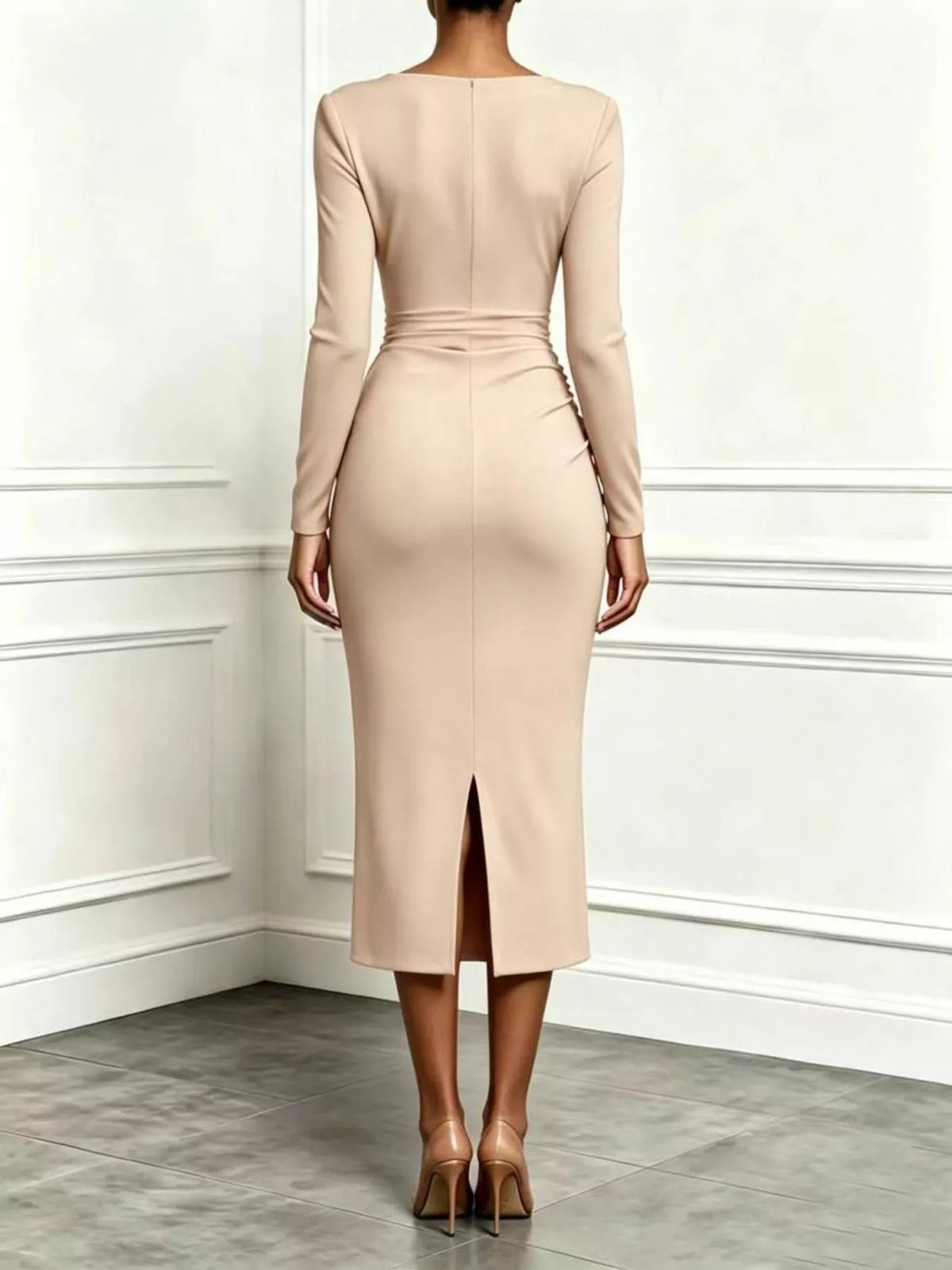 Ruffled Surplice Long Sleeve Dress - alternate view 2