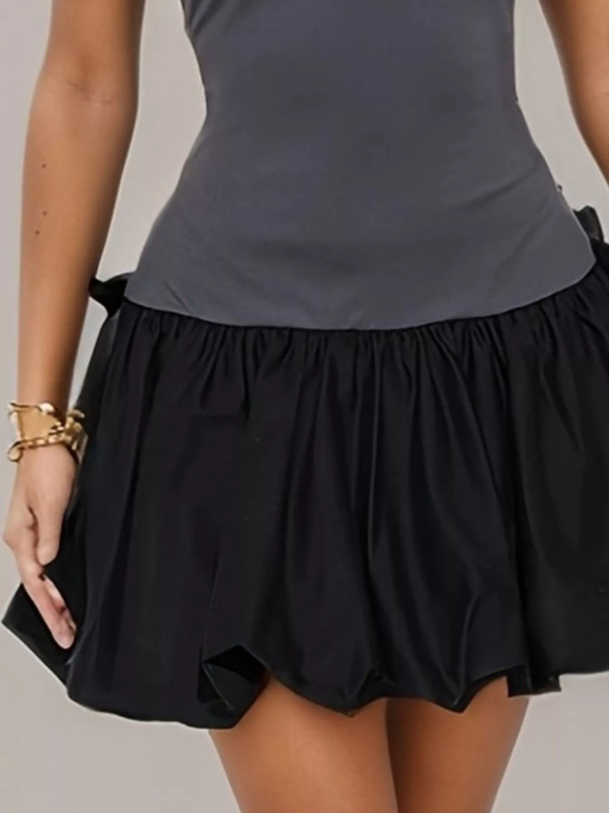 Scoop Neck Bubble Hem Mini Dress - alternate view 3
