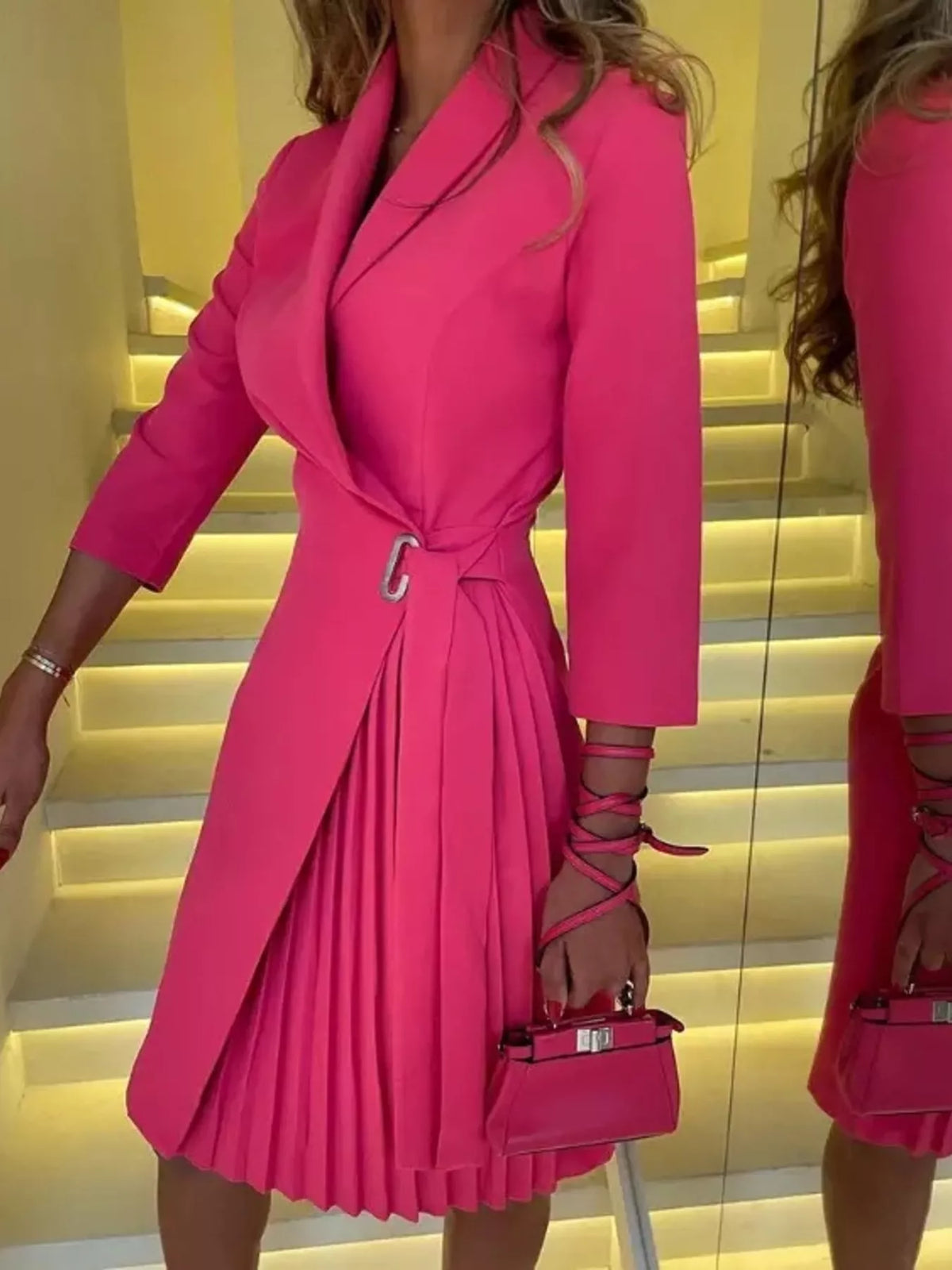 Blazer Style Pleated Midi Dress - alternate view 17