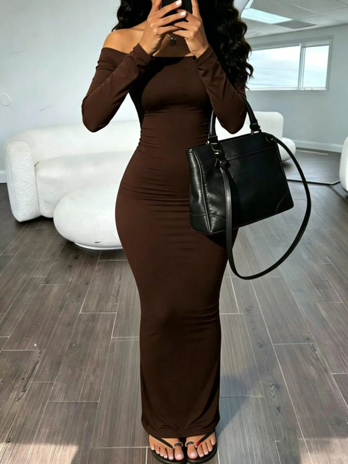 Off-Shoulder Bodycon Maxi Dress - alternate view 2
